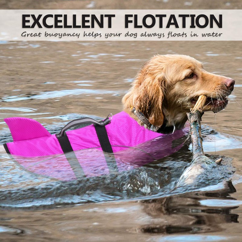 Queenmore Ripstop Dog Life Jacket Shark Life Vest for Dogs, Safety Lifesaver with High Buoyancy and Lift Handle for Small and Medium Breedsï¼ˆRose Red XSï¼‰ - Image 2